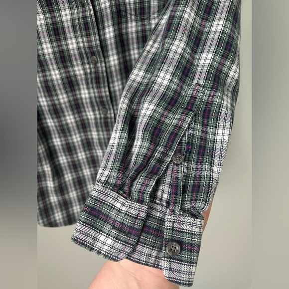 Madewell Sz Sm Green Classic Plaid Boyfriend Fall Flannel Button Up Long Sleeve - Picture 6 of 8